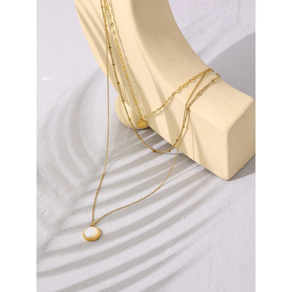Yhpup Böhmische Runde Anhänger Edelstahl Halskette Kette Exquisite Metall Textur Kragen Frauen Halskette биnaisрия Büro Geschenk