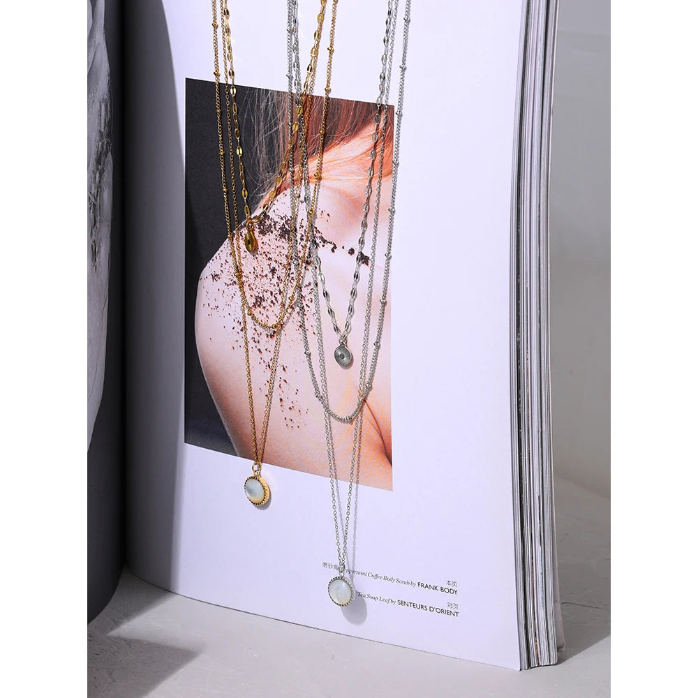 Yhpup Böhmische Runde Anhänger Edelstahl Halskette Kette Exquisite Metall Textur Kragen Frauen Halskette биnaisрия Büro Geschenk
