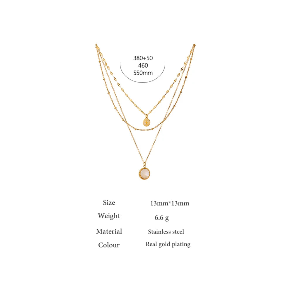 Yhpup Böhmische Runde Anhänger Edelstahl Halskette Kette Exquisite Metall Textur Kragen Frauen Halskette биnaisрия Büro Geschenk