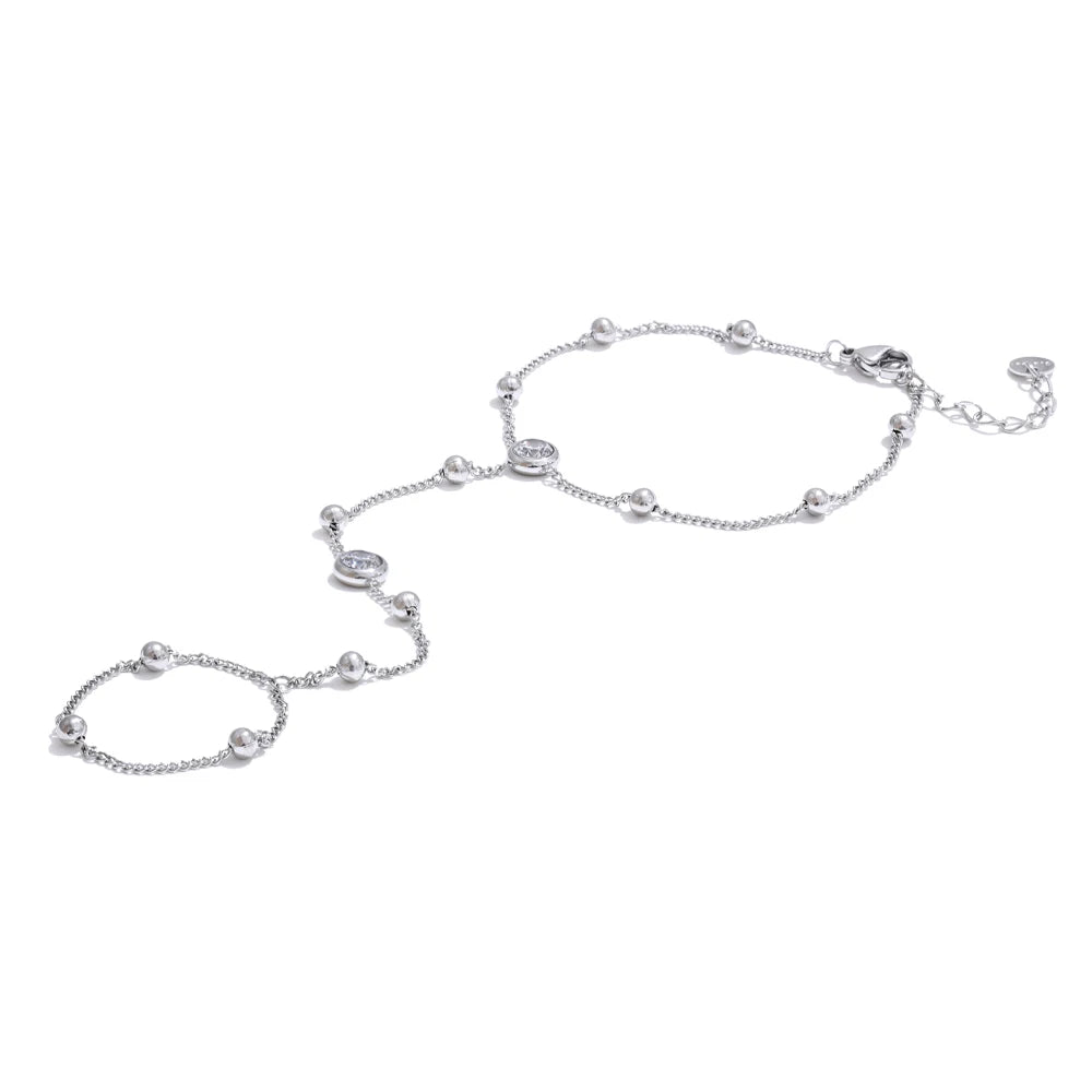 Yhpup Edelstahl Handkette Handgelenk mit Finger Modeaccessoires Armband für Frauen Gold Platin PVD plattiert schicker Schmuck