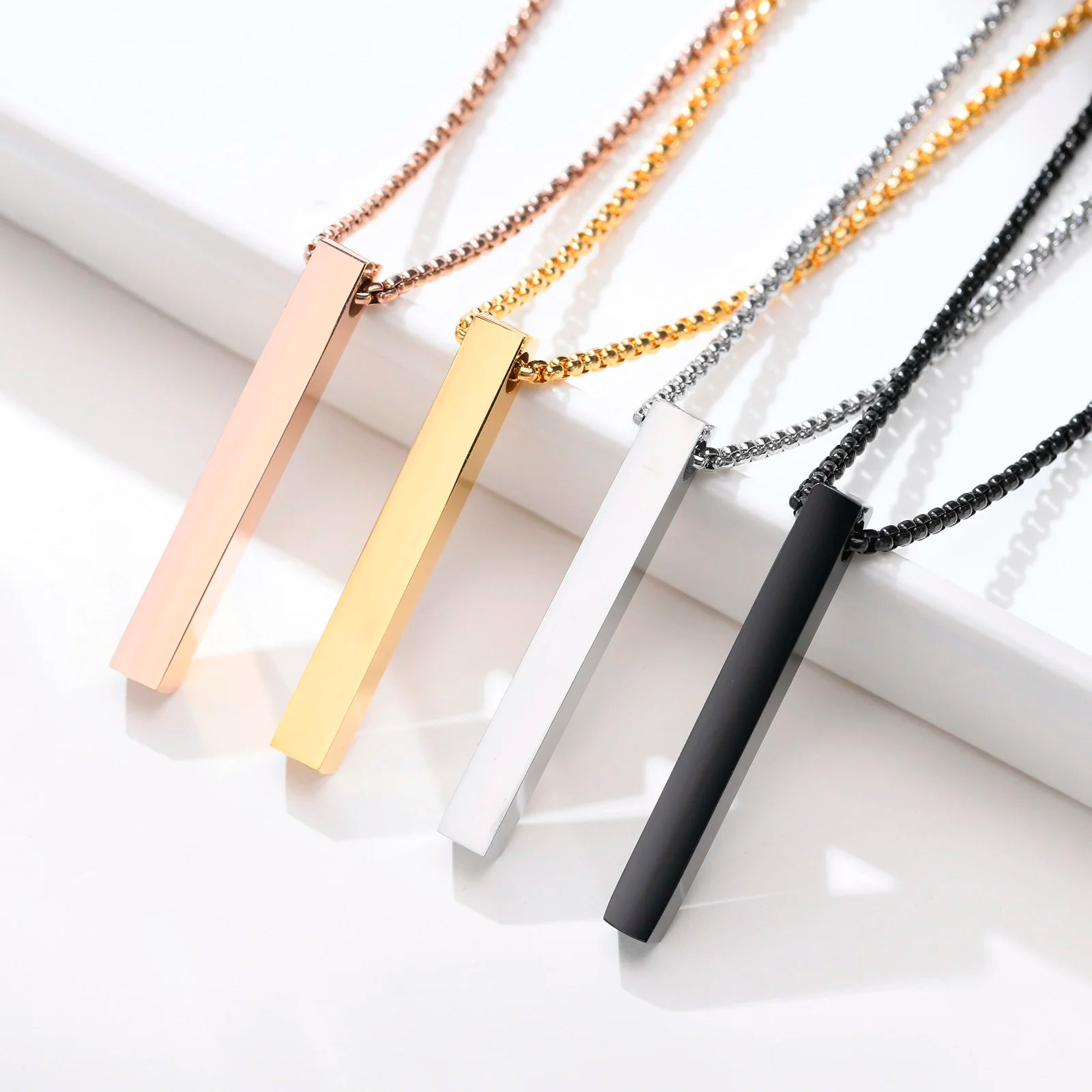 Minimal Geometric Steel Necklace