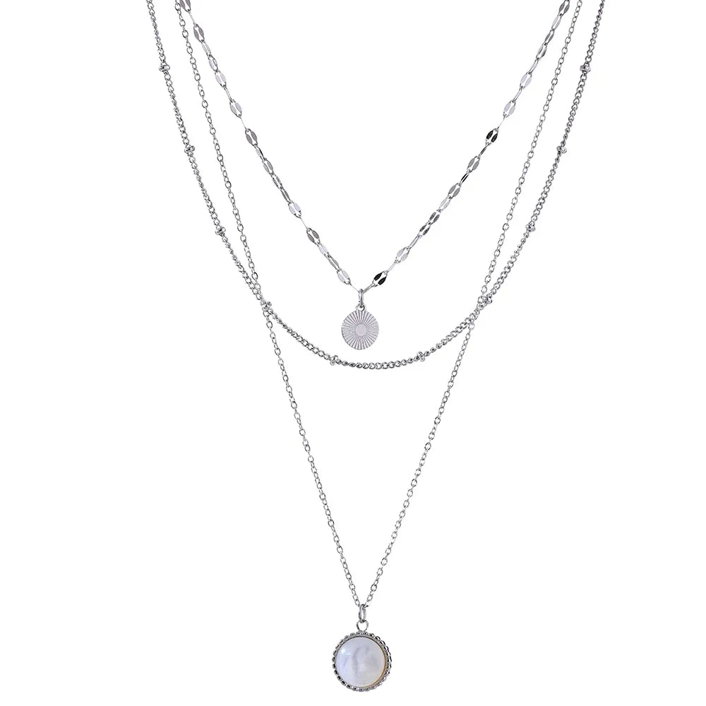 Yhpup Böhmische Runde Anhänger Edelstahl Halskette Kette Exquisite Metall Textur Kragen Frauen Halskette биnaisрия Büro Geschenk