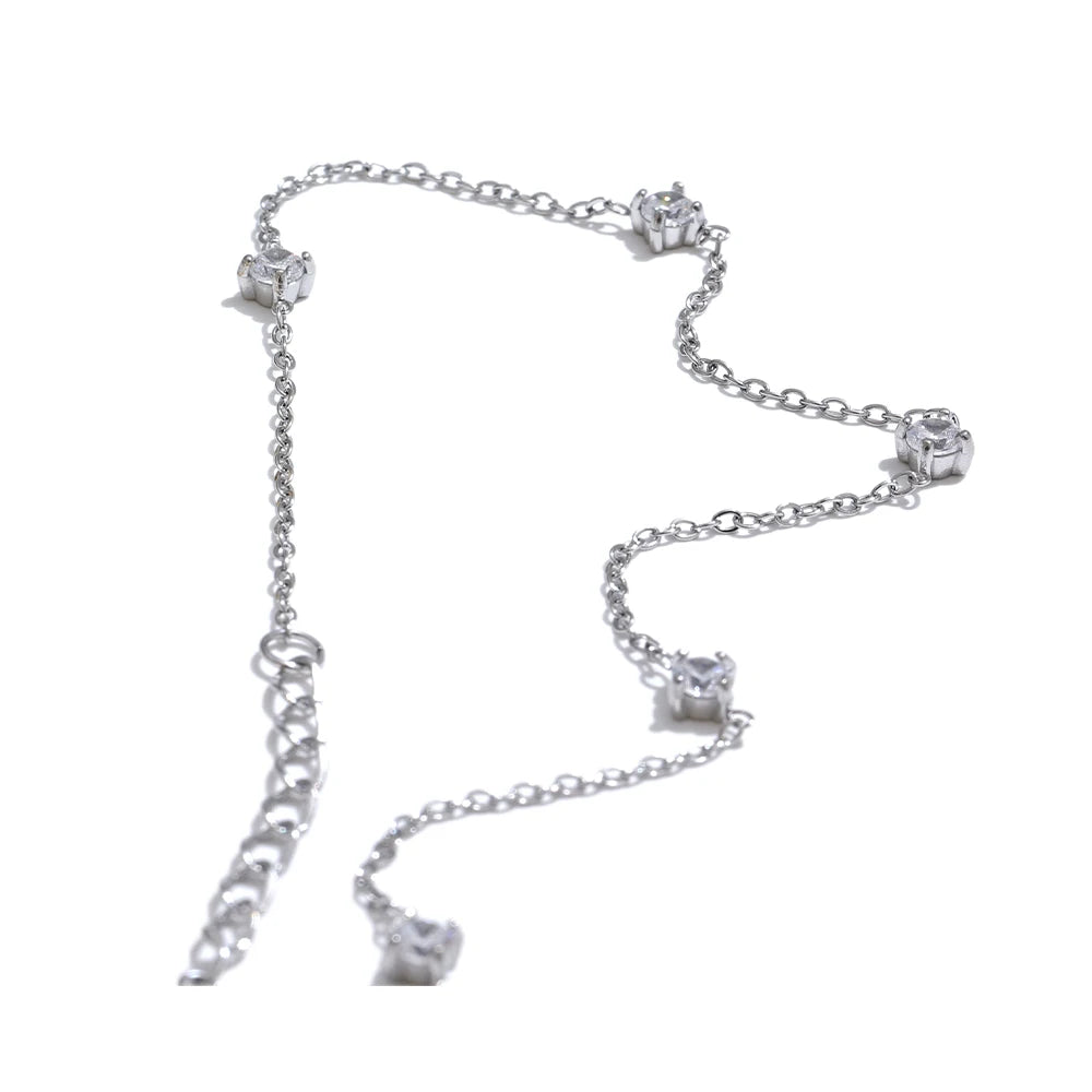 Yhpup Edelstahl-Kubikzirkonia-Halskette, Fußkettchen, Armband, rostfrei, attraktiver, klassischer, schicker, dünner Kettenschmuck