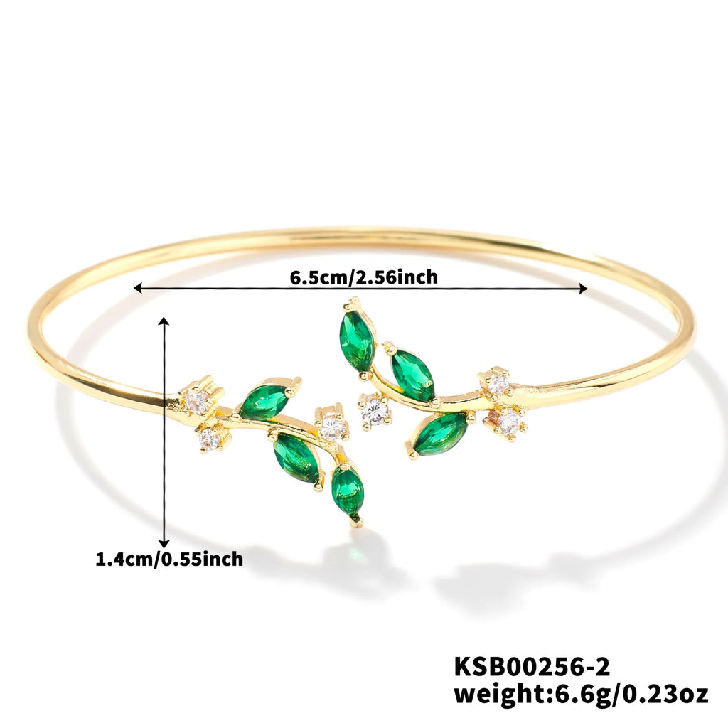 Floral Zircon Steel Bangle
