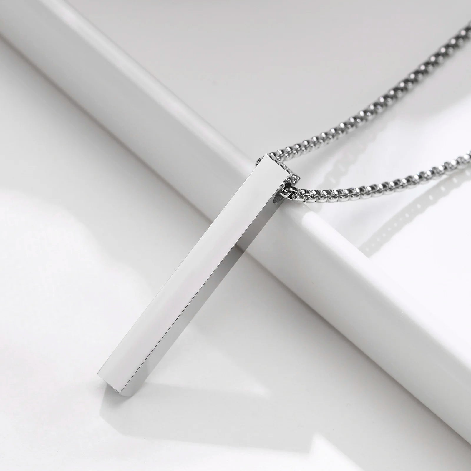 Minimal Geometric Steel Necklace