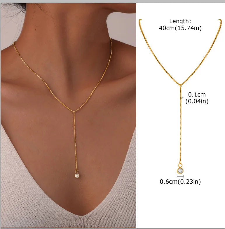 Round Zircon Steel Necklace