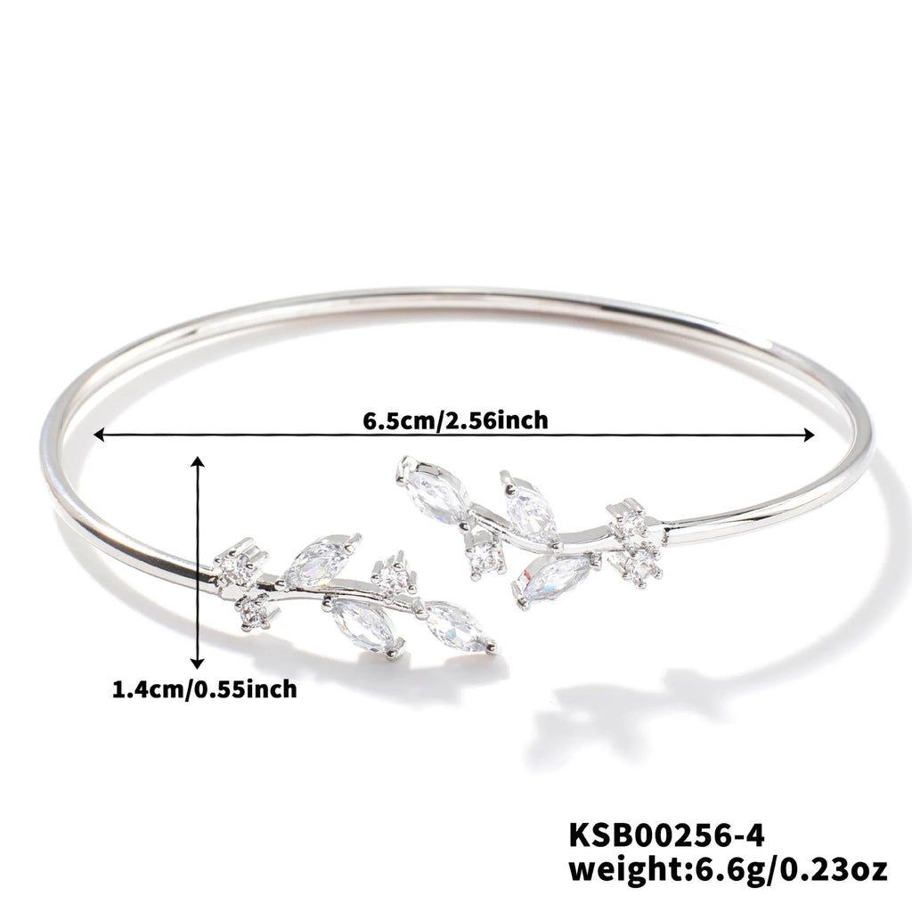 Floral Zircon Steel Bangle
