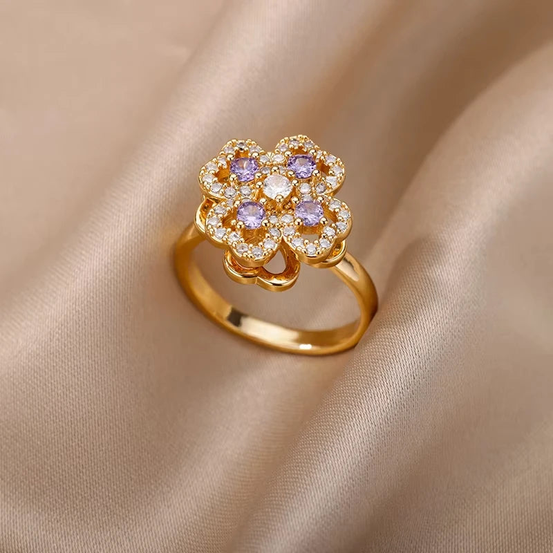 Golden Evil Eye Zircon Ring