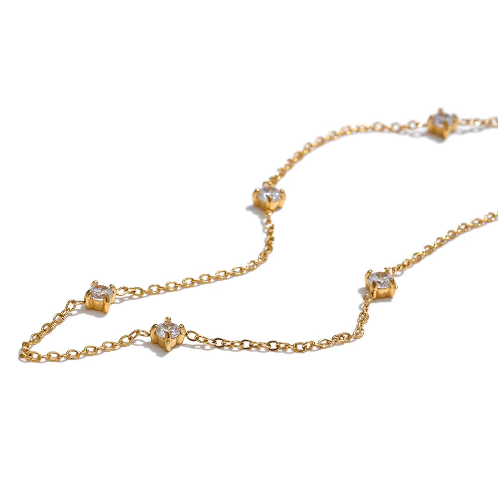 Yhpup Edelstahl-Kubikzirkonia-Halskette, Fußkettchen, Armband, rostfrei, attraktiver, klassischer, schicker, dünner Kettenschmuck