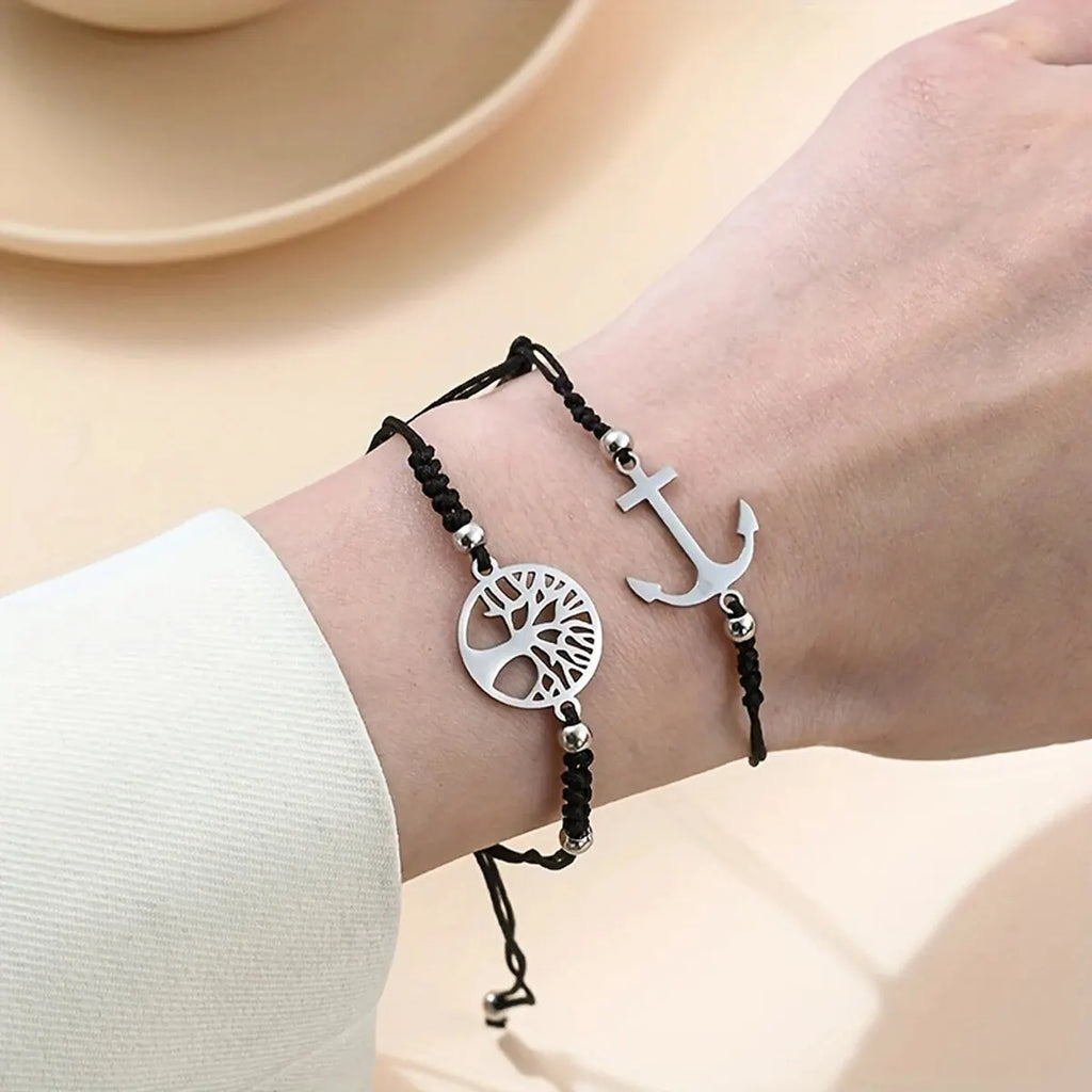 Braided Steel Charm Bracelet Set (12-teilig)