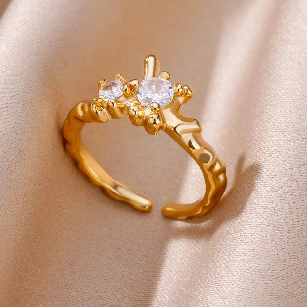 Golden Evil Eye Zircon Ring
