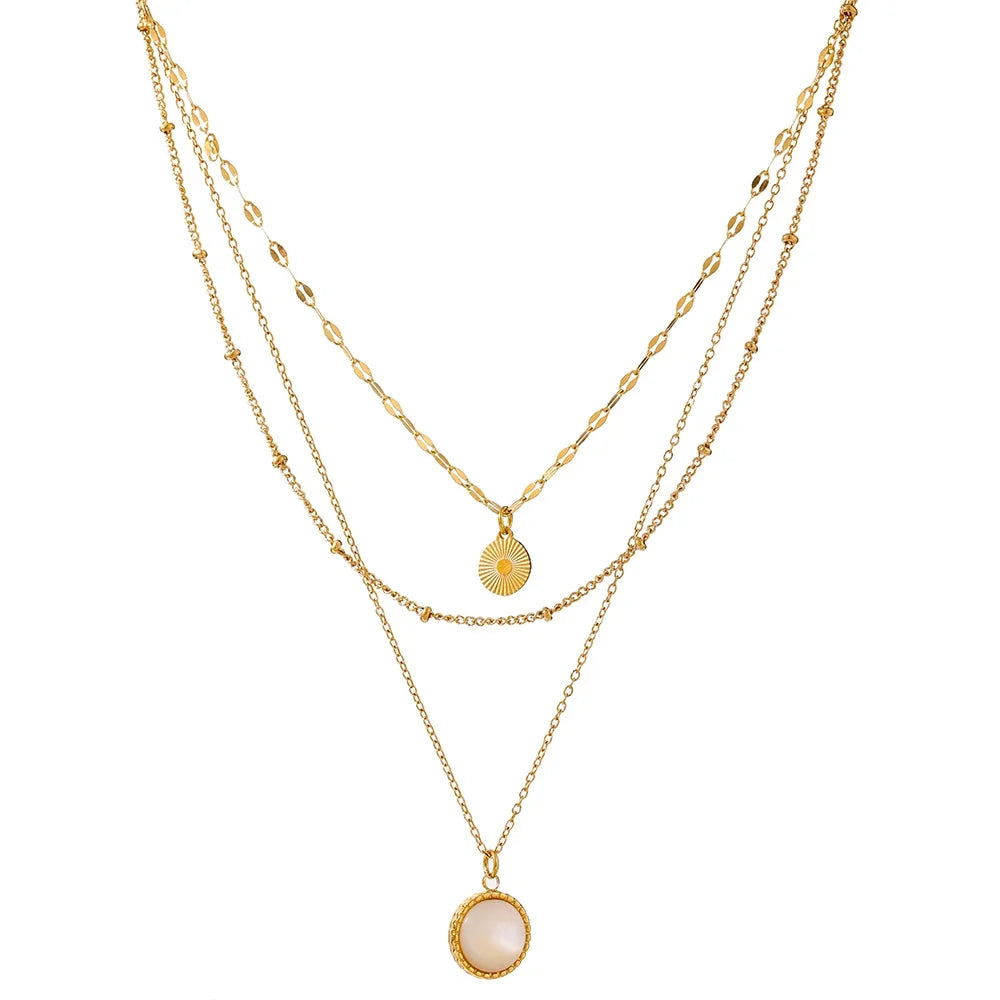 Yhpup Böhmische Runde Anhänger Edelstahl Halskette Kette Exquisite Metall Textur Kragen Frauen Halskette биnaisрия Büro Geschenk