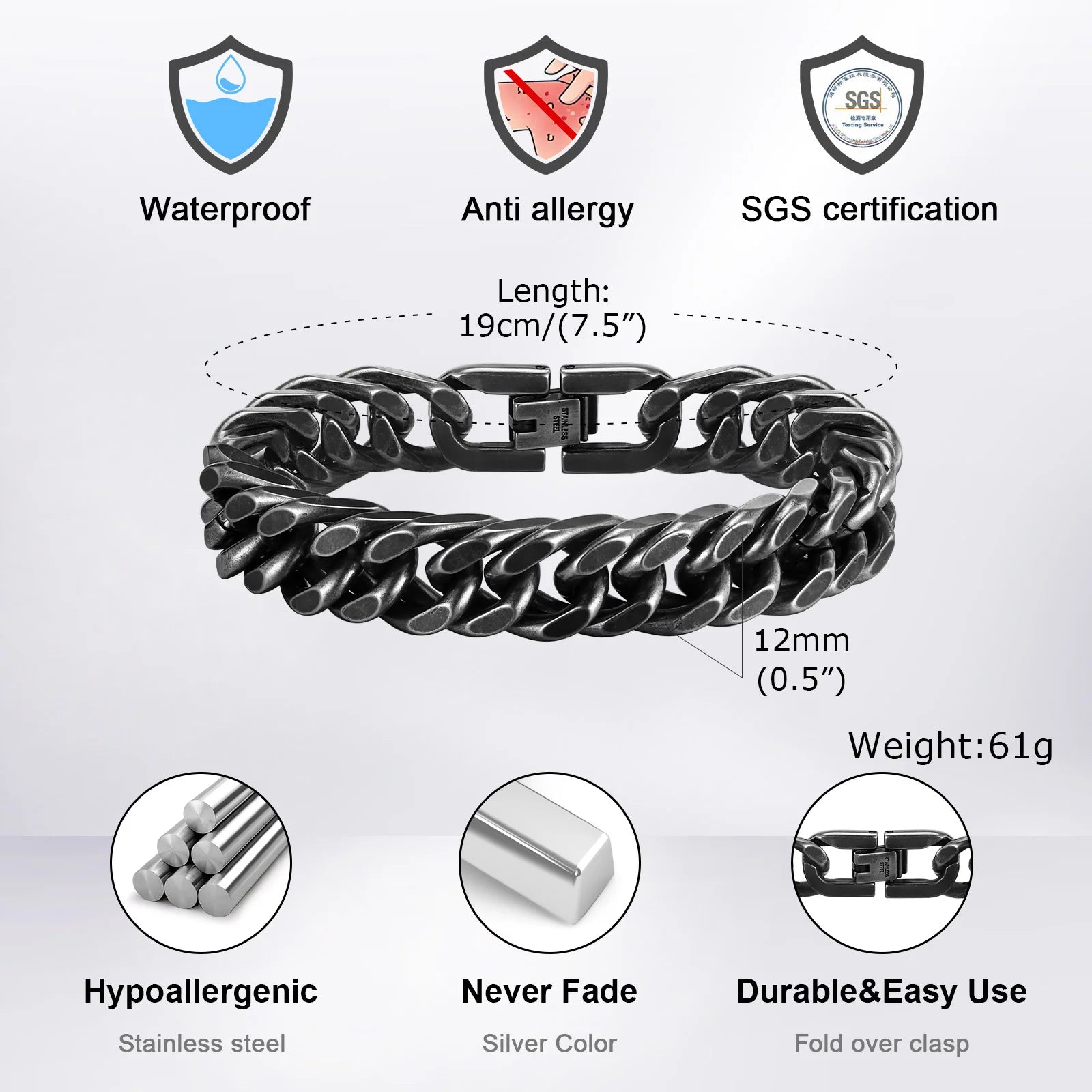 Vintage Steel Chain Bracelet