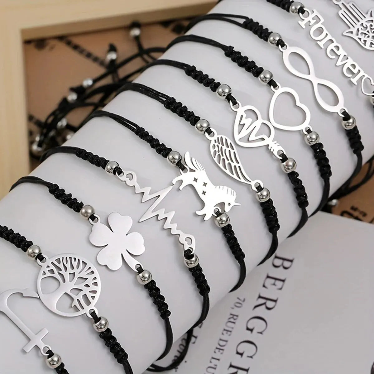 Braided Steel Charm Bracelet Set (12-teilig)