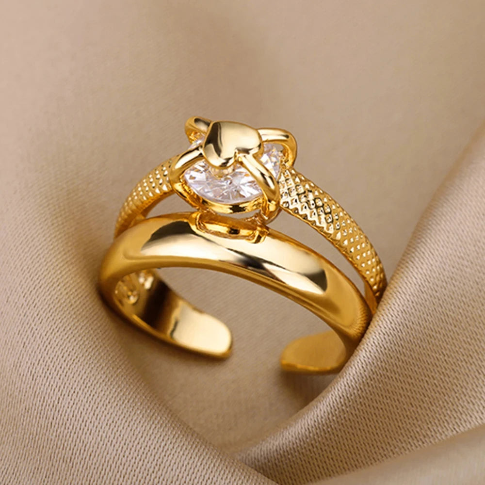 Golden Evil Eye Zircon Ring