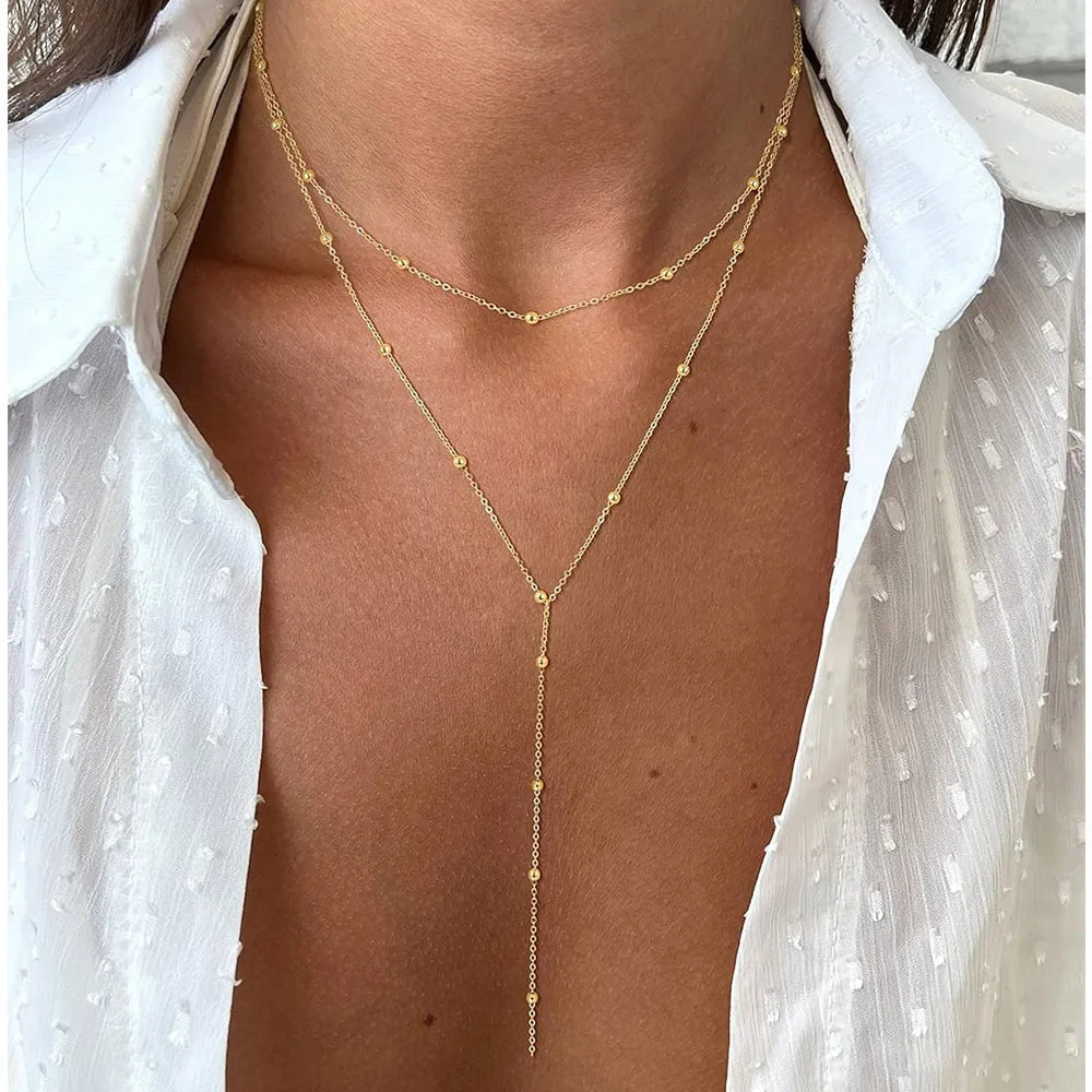 Round Zircon Steel Necklace