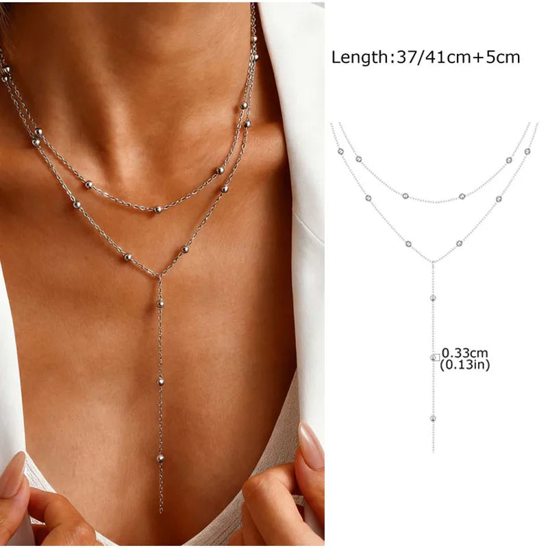 Round Zircon Steel Necklace