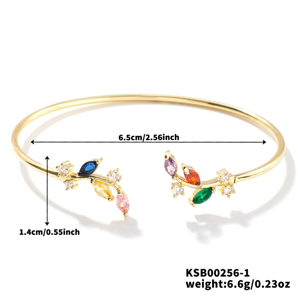 Floral Zircon Steel Bangle
