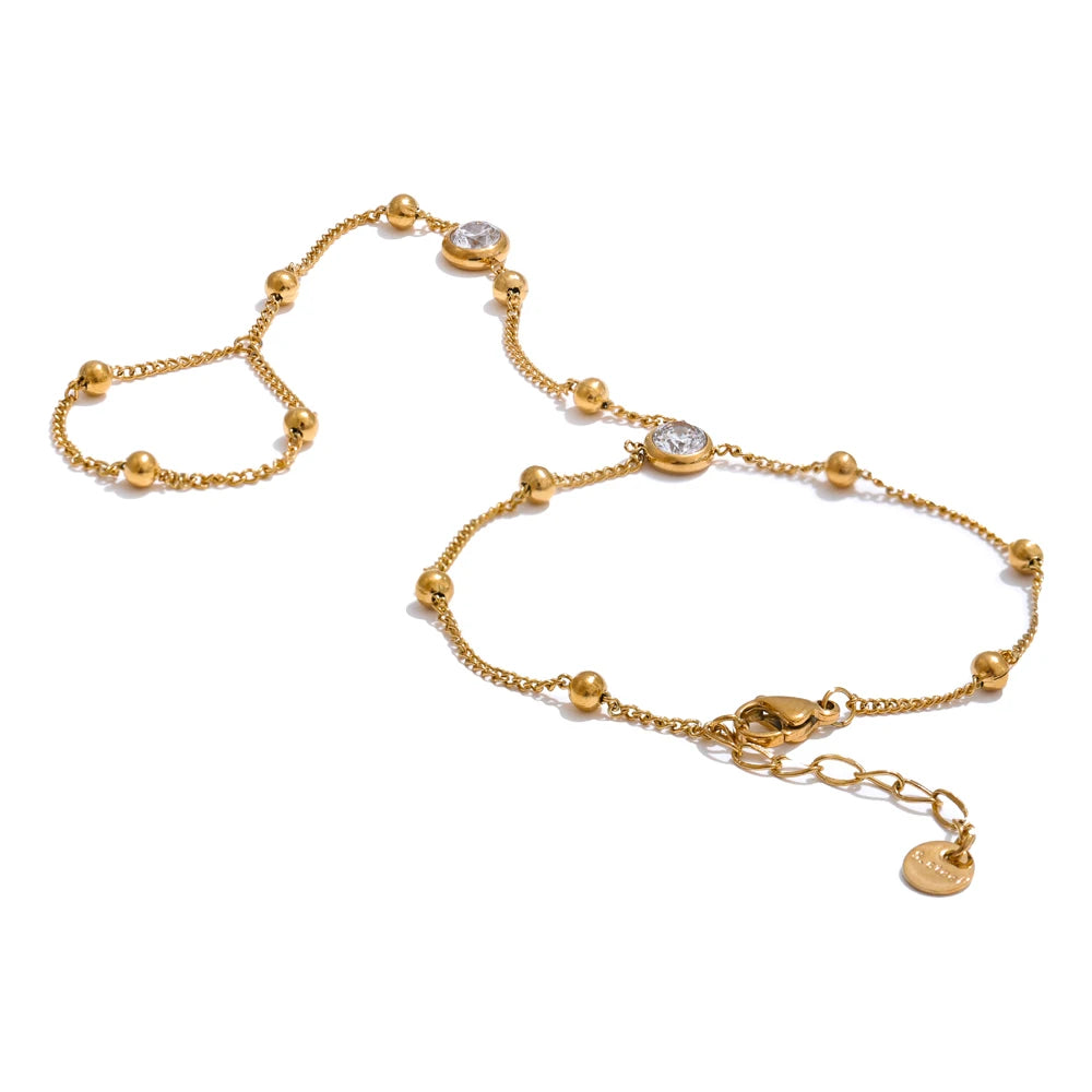Yhpup Edelstahl Handkette Handgelenk mit Finger Modeaccessoires Armband für Frauen Gold Platin PVD plattiert schicker Schmuck